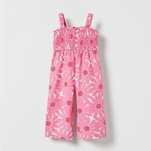 Zara Vibrant Pink Floral Jumpsuit with Wide-Leg Style